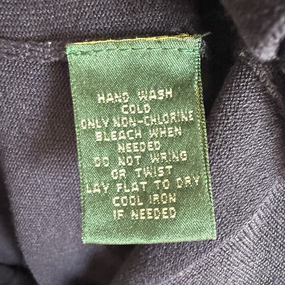 Lauren Ralph Lauren Silk Navy Cardigan XS Quiet Luxury Preppy Dark Academia - Picture 9 of 10